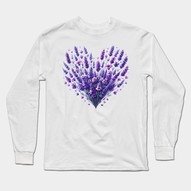 Heart Shaped Flowers Long Sleeve T-Shirt by Chromatic Fusion Studio